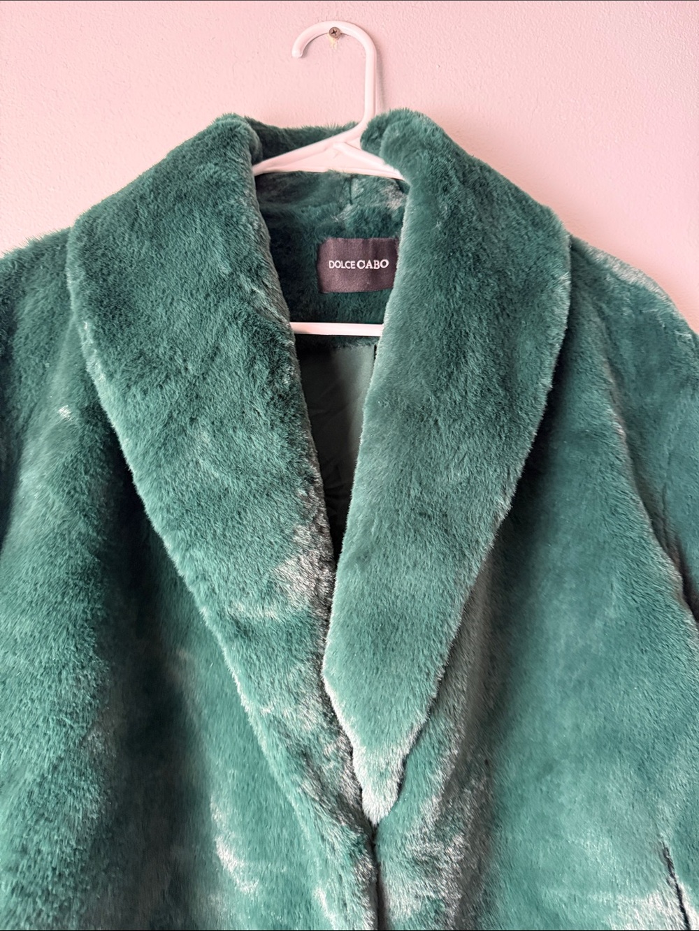 Dolce Cabo Forest Green Faux Fur Teddy Jacket. Beautiful no flaws - Picture 3 of 11